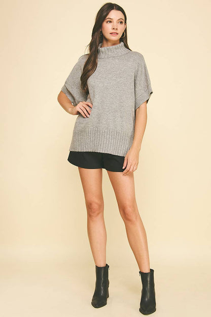 TURTLE NECK SHORT SLEEVE SWEATER