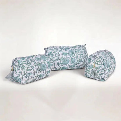 Quilted Botanical Print Cosmetic Bag with Monogram