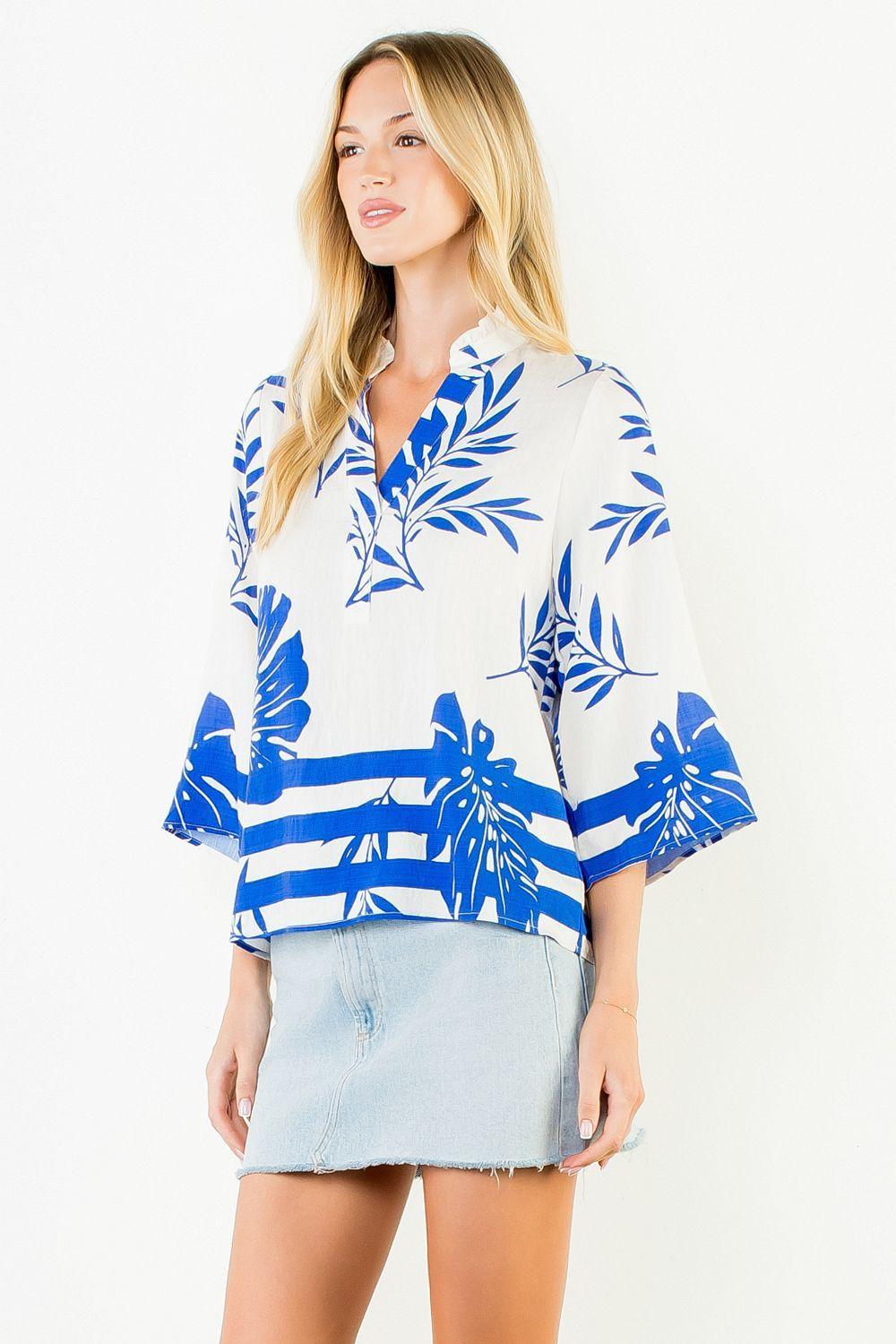 Short Sleeve Floral Pattern Top