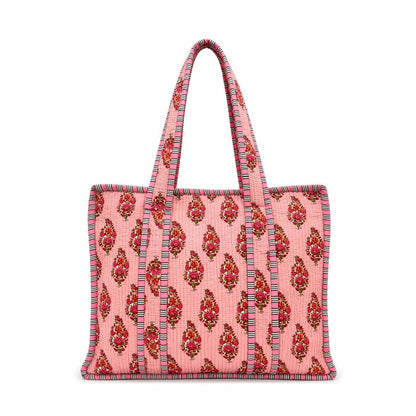 Quilted Zip-Close Tote Bag