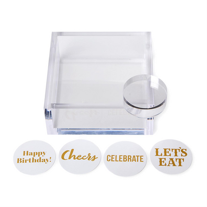 Cocktail Napkin Holder with Customizable Paper Weight