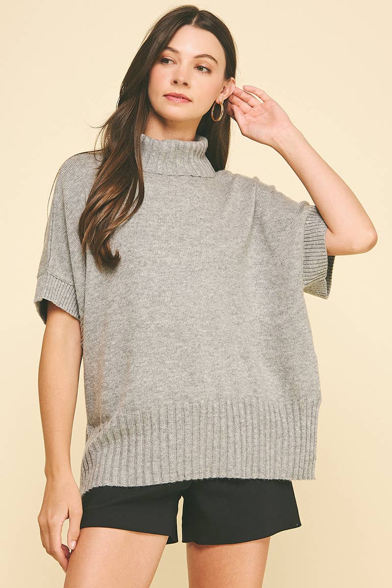 TURTLE NECK SHORT SLEEVE SWEATER