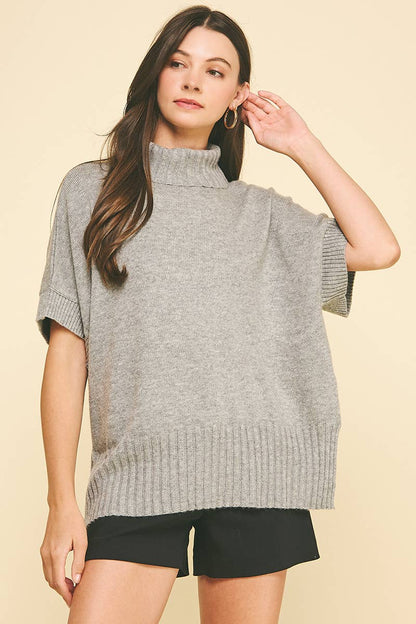 TURTLE NECK SHORT SLEEVE SWEATER
