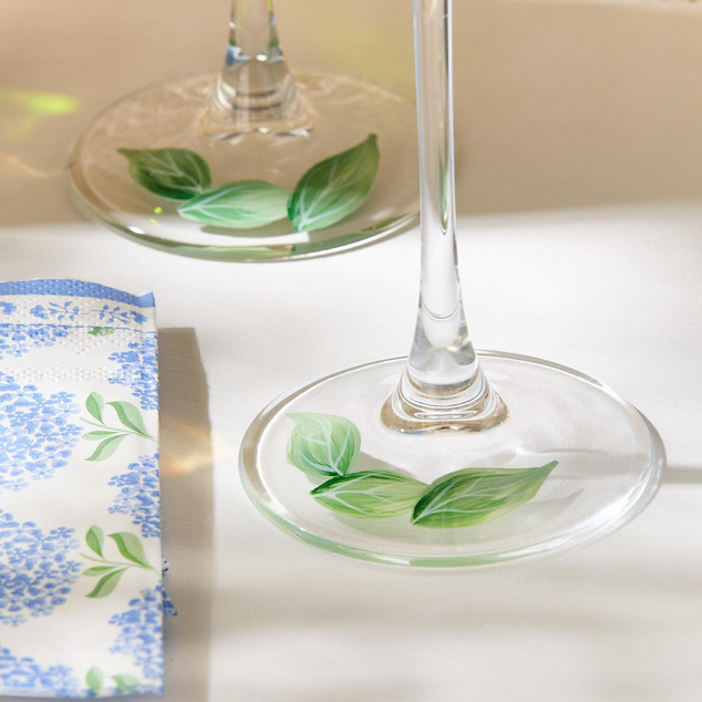 Hydrangea Hand-Painted Glassware