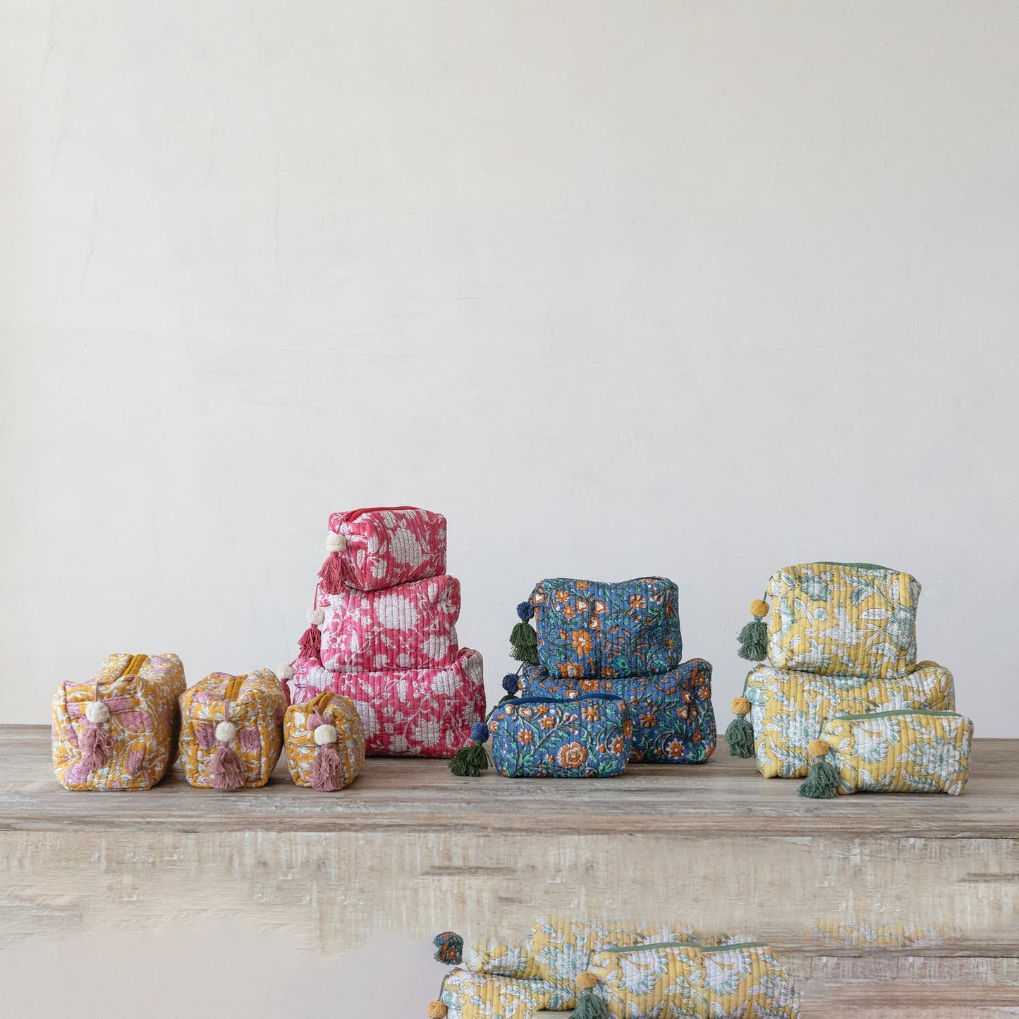 Monogramed Quilted Block Print Makeup Bag