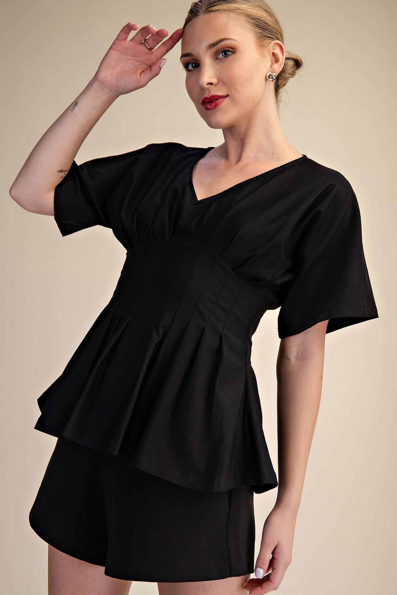 Pleated Peplum Top