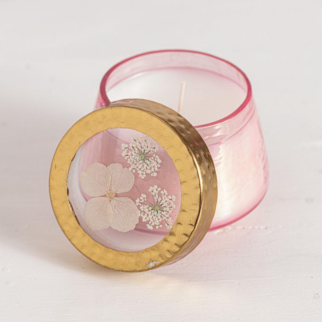 Luna Flower Accent Watercolor Pressed Floral Candle