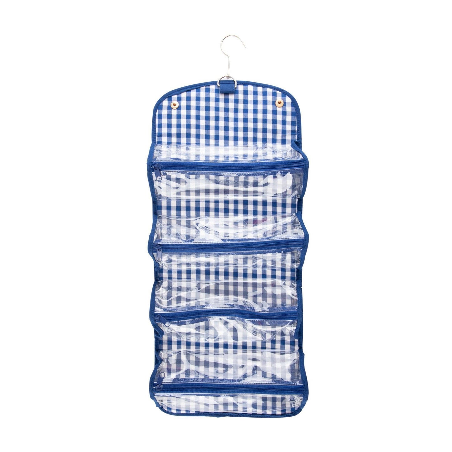 Gingham Roll Up Cosmetic Bag with Monogram