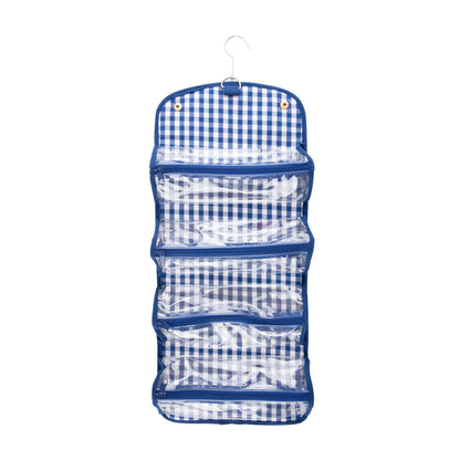 Gingham Roll Up Cosmetic Bag with Monogram