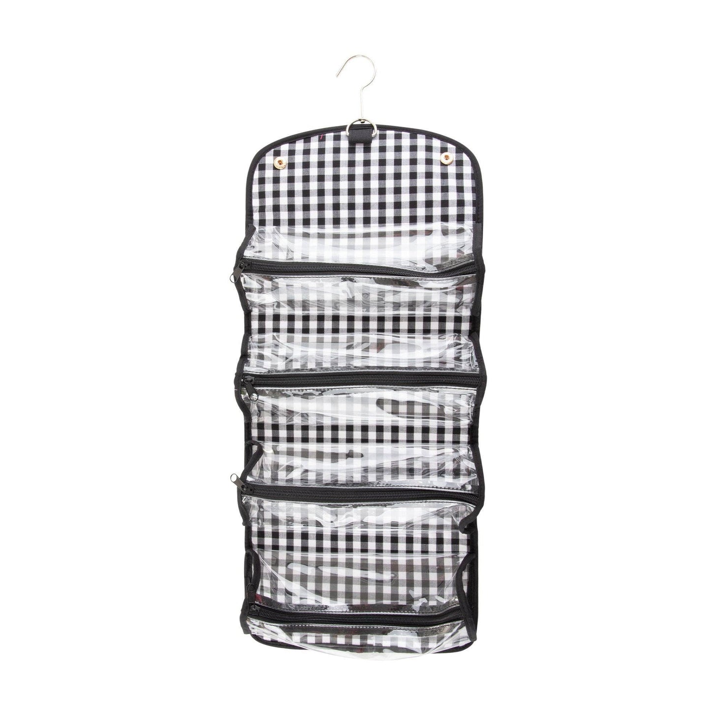 Gingham Roll Up Cosmetic Bag with Monogram