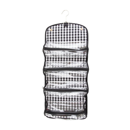 Gingham Roll Up Cosmetic Bag with Monogram