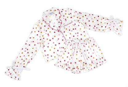 Pink Confetti Silky Longsleeve & Shorts Pajama Set