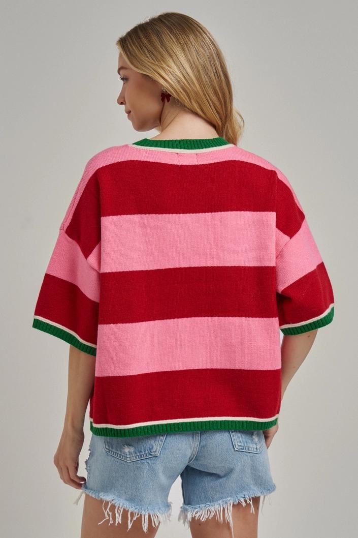 Wide Stripe Loose Fit Sweater Top