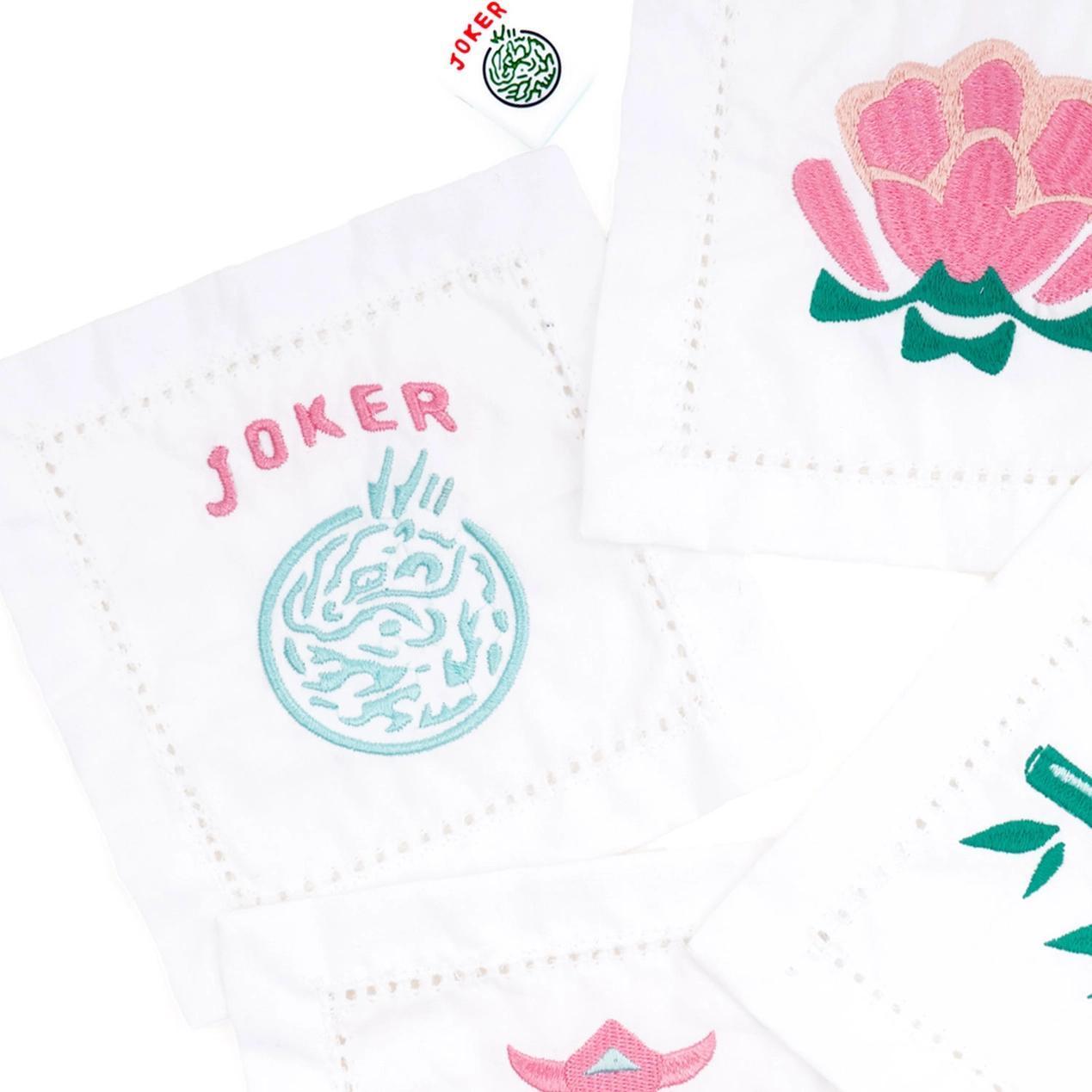 Mahjong Embroidered Cocktail Napkins