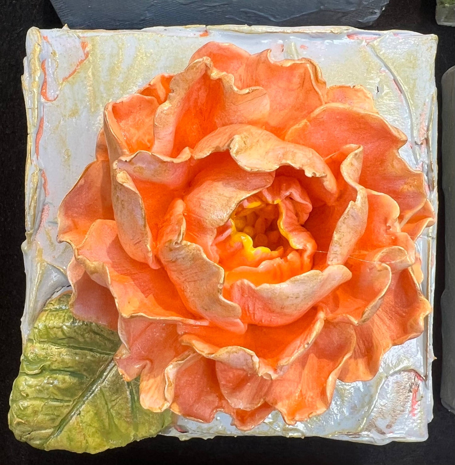 4X4 inch Clay Peony Artwork