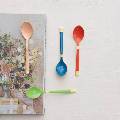 Enameled & Etched Gold Steel Spoon