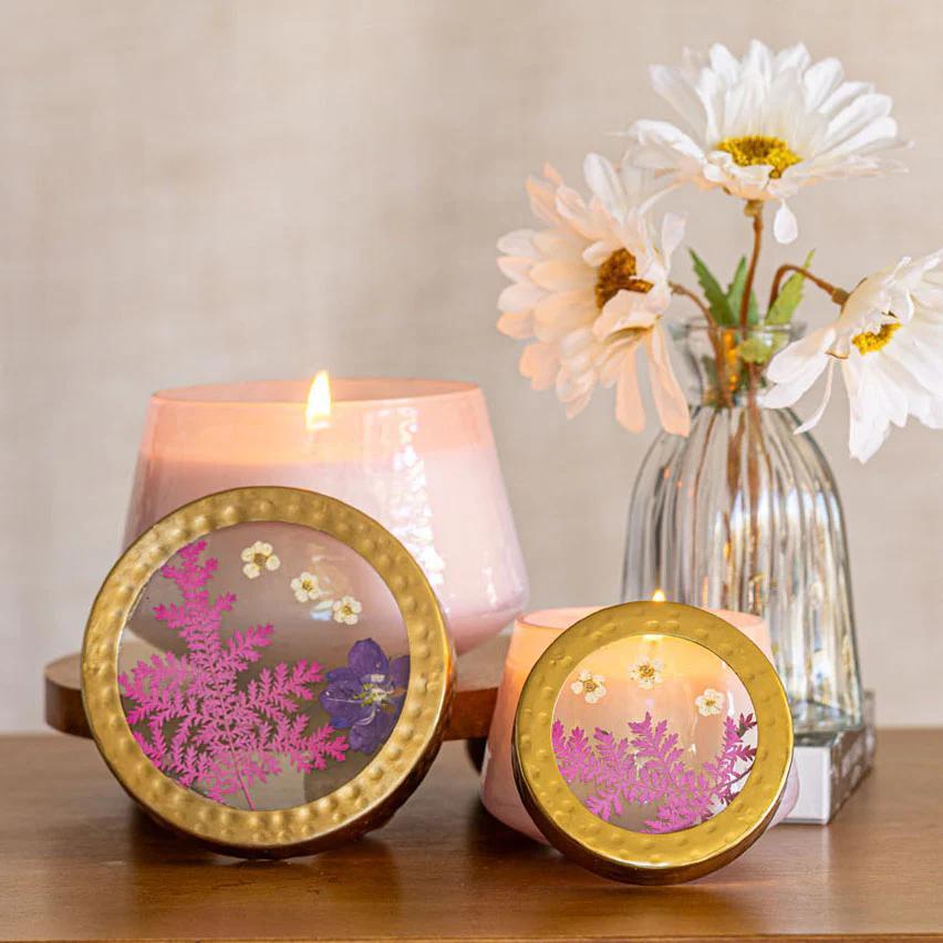 Blackberry + Coconut Petite Watercolor Pressed Floral Candle