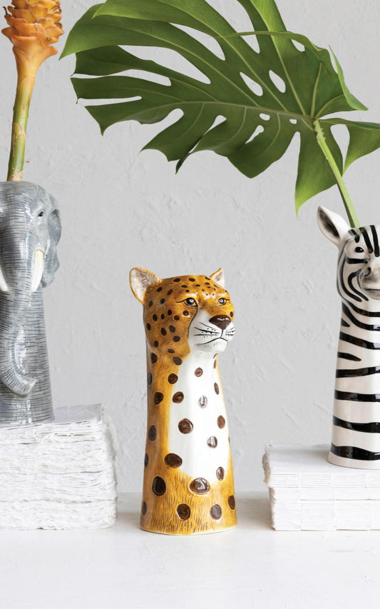 Hand Painted Cheetah Vase