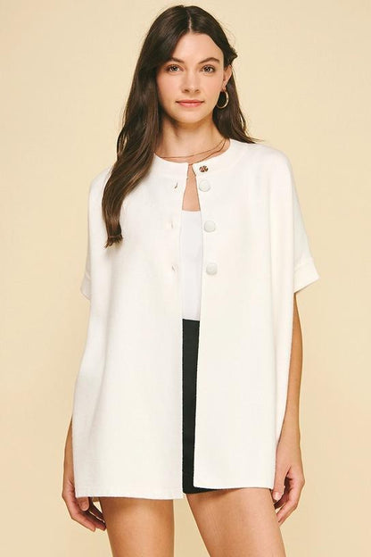OPEN FRONT BUTTON DOWN SWEATER