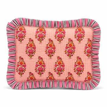 Quilted Ruffle-Trim Cosmetic Bag