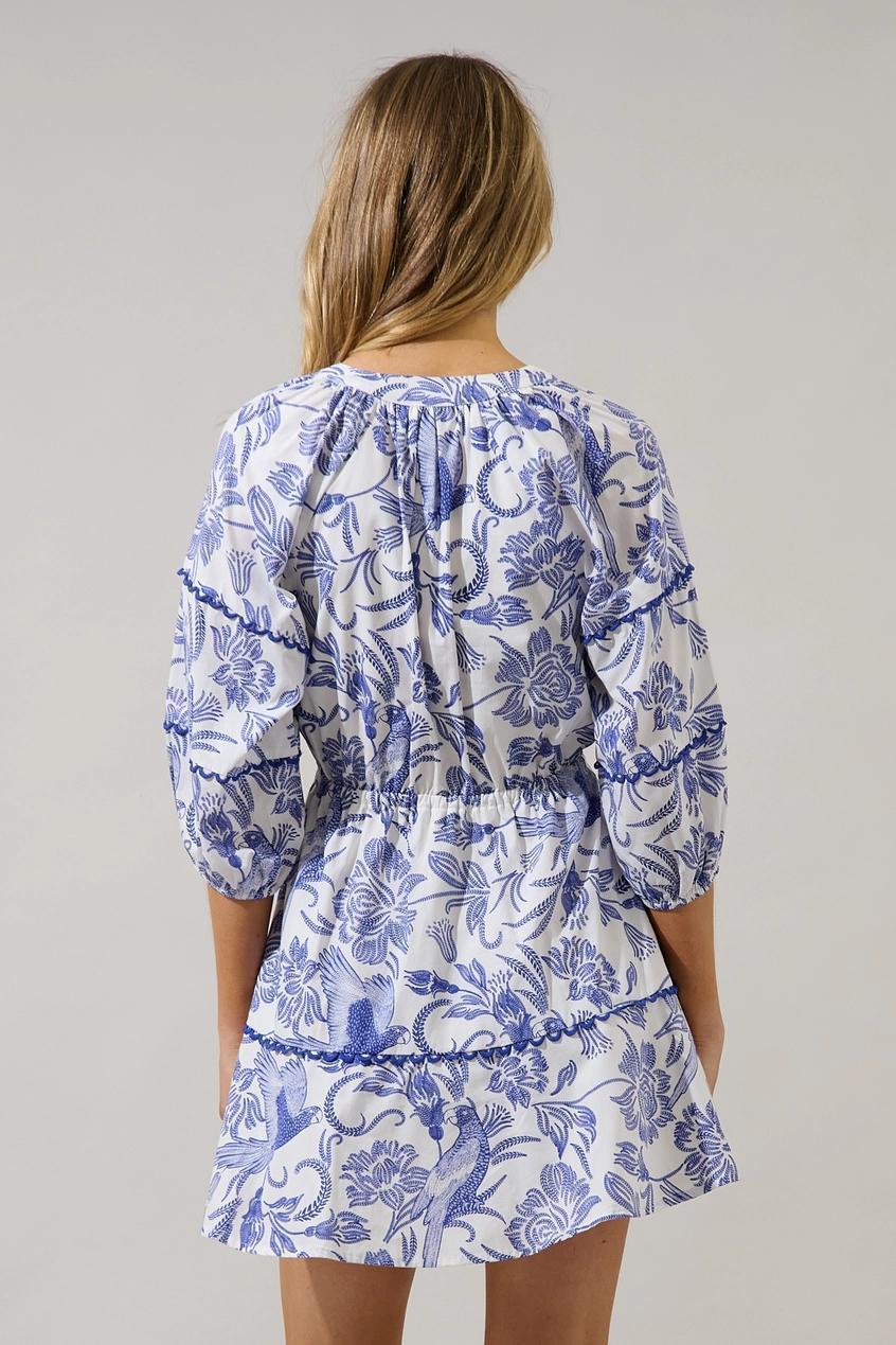 Dabria Split Neck Mini Dress Virda Floral