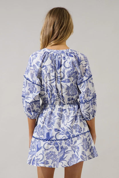Dabria Split Neck Mini Dress Virda Floral