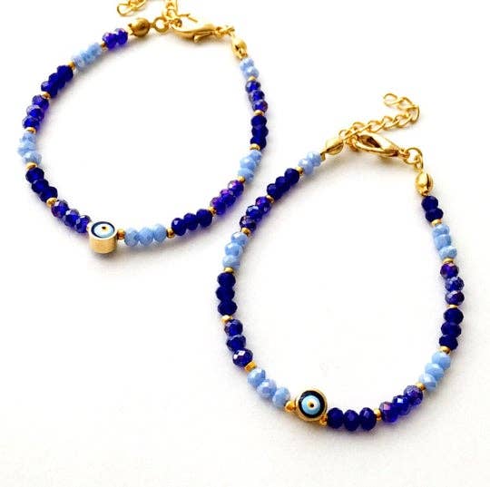 Blue Seed Beads Evil Eye Bracelet