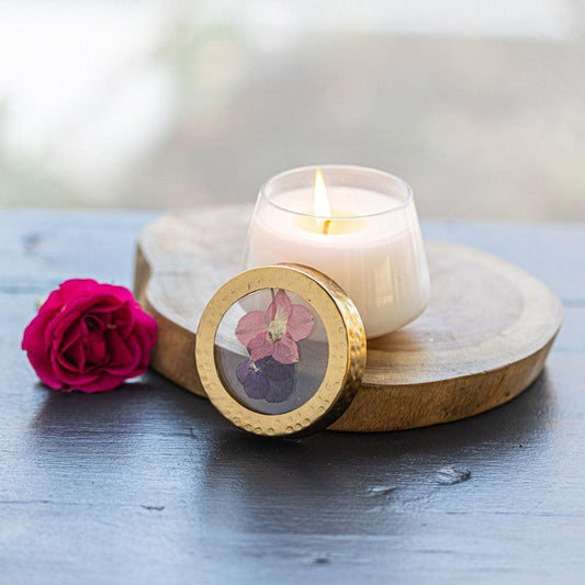Blushing Rosewood Petite Pressed Floral Candle