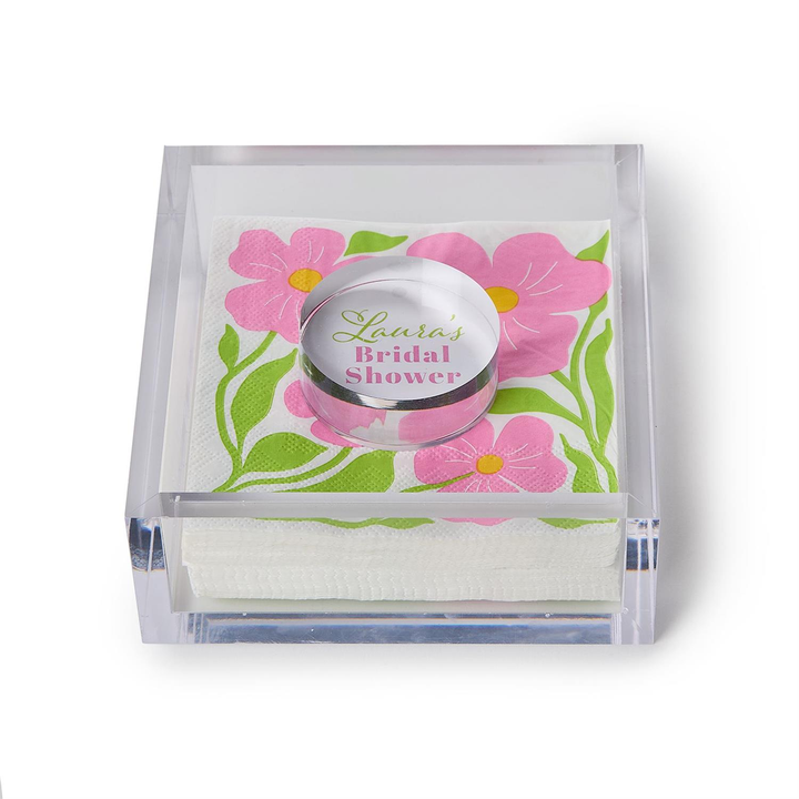Cocktail Napkin Holder with Customizable Paper Weight