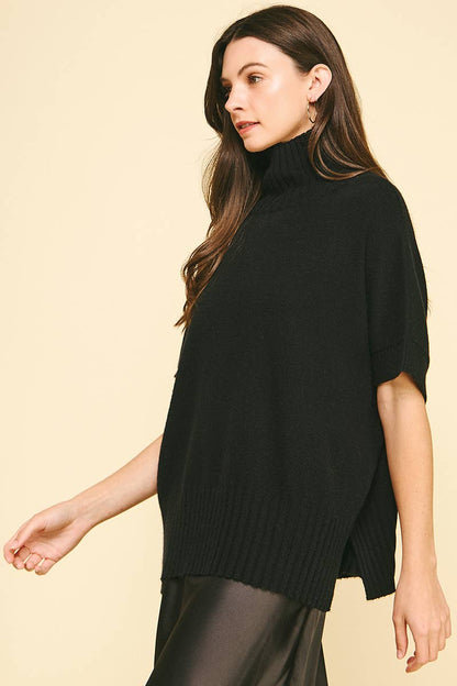 TURTLE NECK SHORT SLEEVE SWEATER