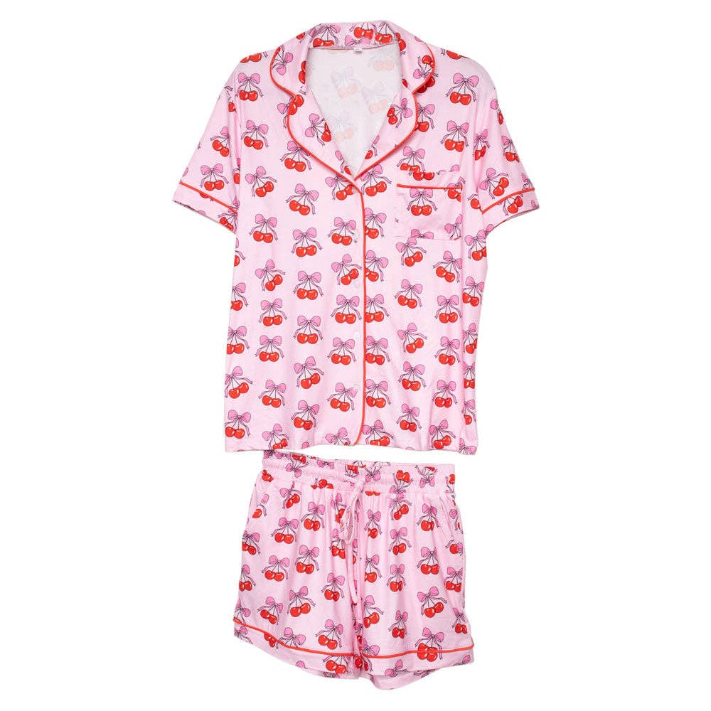 Cherry Bow Cotton Pajama Set