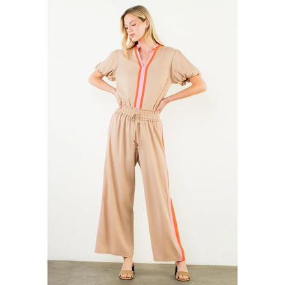 Stripe Detail Wide Leg Pants