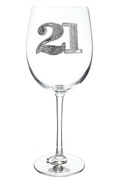 21st Birthday Jeweled Glass