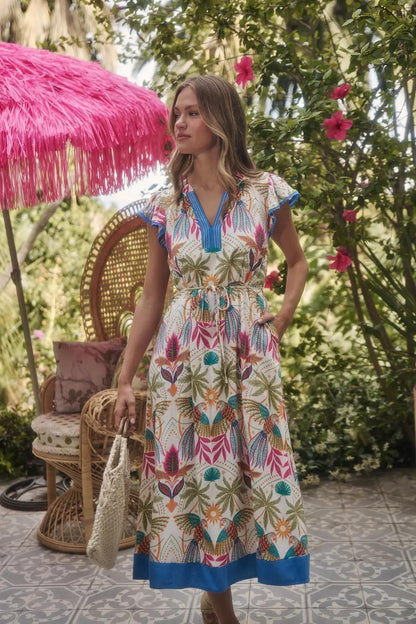 Adelina Shift Midi Dress Tropical