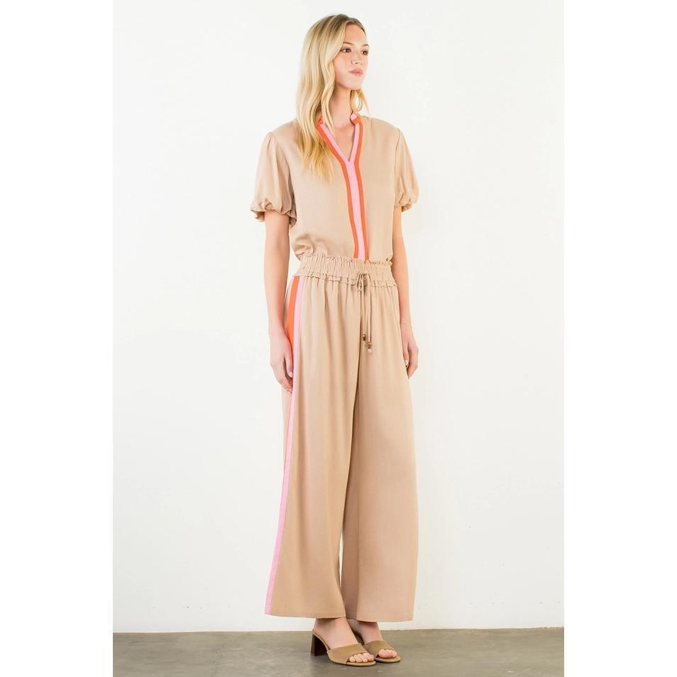 Stripe Detail Wide Leg Pants