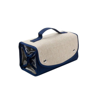 Linen Roll Up Cosmetic Bag with Monogram