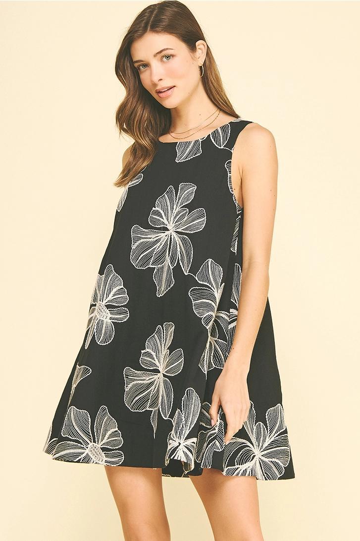 Floral Embroidered A-Line Mini Dress
