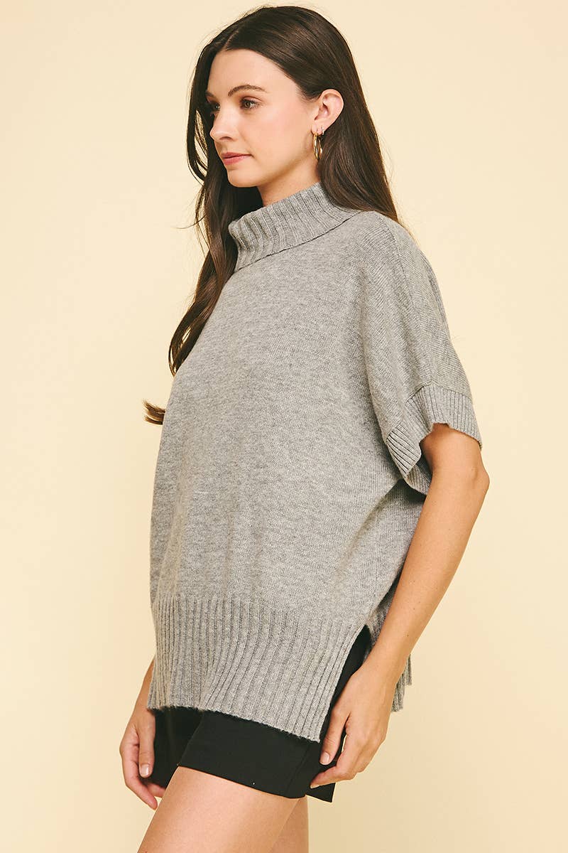 TURTLE NECK SHORT SLEEVE SWEATER