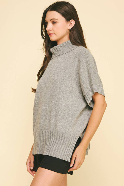 TURTLE NECK SHORT SLEEVE SWEATER