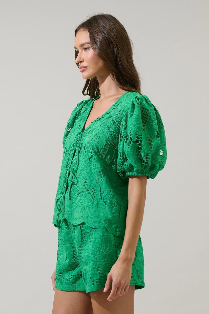 Friona Eyelet Puff Sleeve Top