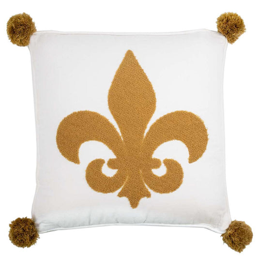 Bienville Fleur de Lis Pom Pom Pillow