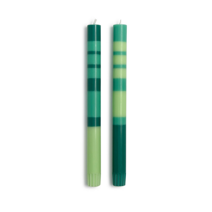 10" Stripe & Glow Taper Candles - Set/2