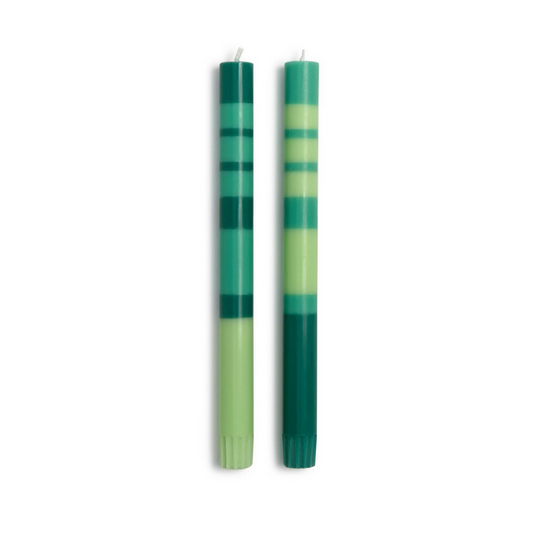 10" Stripe & Glow Taper Candles - Set/2
