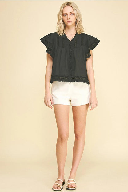 Lace Trim Detailed Blouse Top