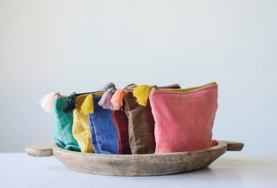 Velvet Tassel Pouch w/ Monogram