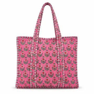 Quilted Zip-Close Tote Bag