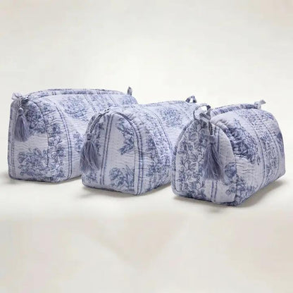 Quilted Botanical Print Cosmetic Bag with Monogram