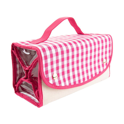 Gingham Roll Up Cosmetic Bag with Monogram