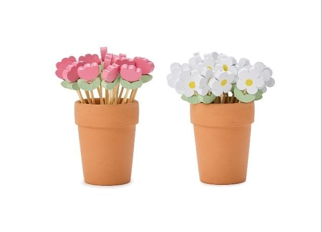 Flower Cocktail Picks in Pot