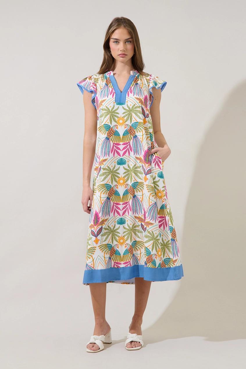Adelina Shift Midi Dress Tropical